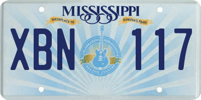 MS license plate XBN117
