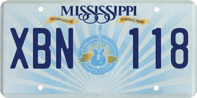 MS license plate XBN118