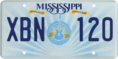MS license plate XBN120