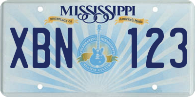 MS license plate XBN123