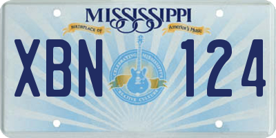 MS license plate XBN124