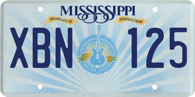 MS license plate XBN125