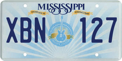 MS license plate XBN127