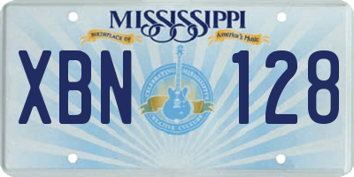 MS license plate XBN128