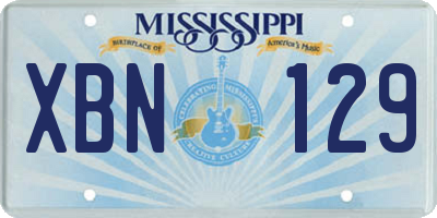 MS license plate XBN129