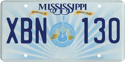 MS license plate XBN130