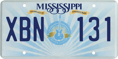 MS license plate XBN131