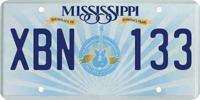 MS license plate XBN133