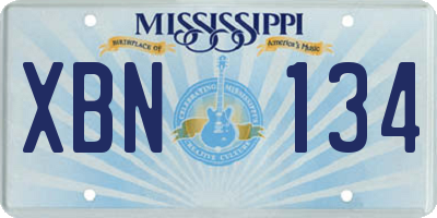 MS license plate XBN134