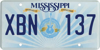 MS license plate XBN137