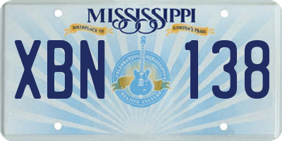 MS license plate XBN138