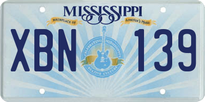 MS license plate XBN139