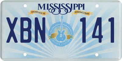MS license plate XBN141