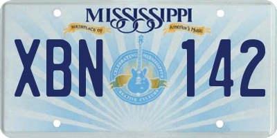 MS license plate XBN142