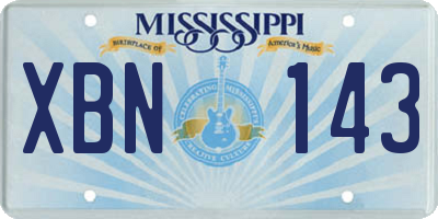 MS license plate XBN143