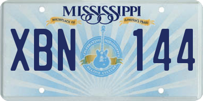 MS license plate XBN144