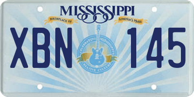 MS license plate XBN145