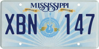 MS license plate XBN147