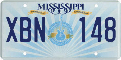 MS license plate XBN148