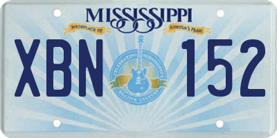 MS license plate XBN152