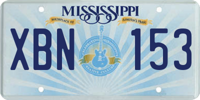 MS license plate XBN153