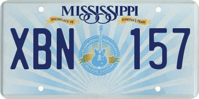 MS license plate XBN157