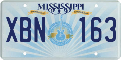 MS license plate XBN163