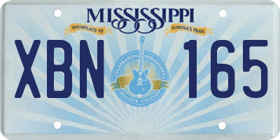 MS license plate XBN165