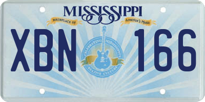 MS license plate XBN166
