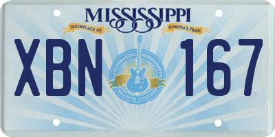 MS license plate XBN167