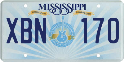 MS license plate XBN170