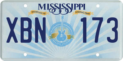 MS license plate XBN173