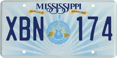 MS license plate XBN174