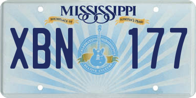 MS license plate XBN177
