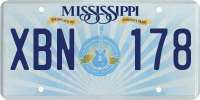 MS license plate XBN178