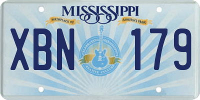 MS license plate XBN179