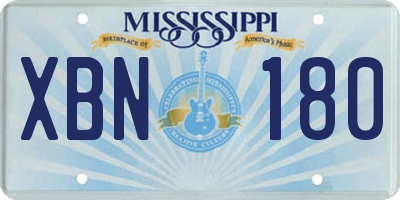 MS license plate XBN180