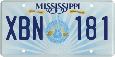 MS license plate XBN181