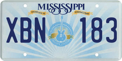 MS license plate XBN183