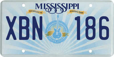 MS license plate XBN186