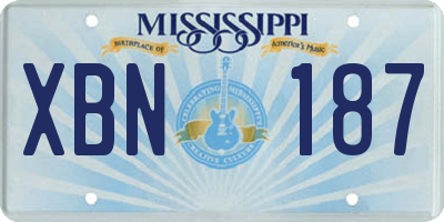 MS license plate XBN187