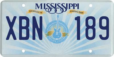 MS license plate XBN189