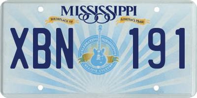 MS license plate XBN191