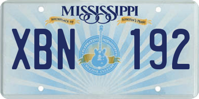 MS license plate XBN192