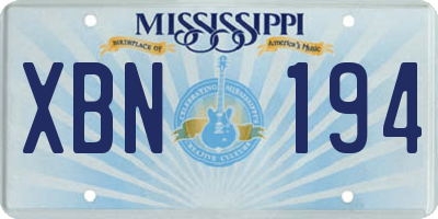 MS license plate XBN194