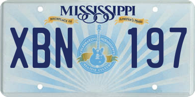 MS license plate XBN197