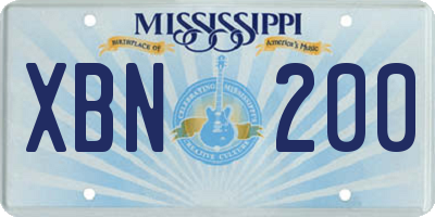 MS license plate XBN200