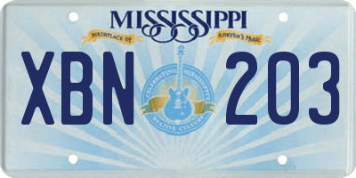 MS license plate XBN203