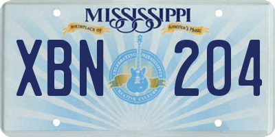MS license plate XBN204