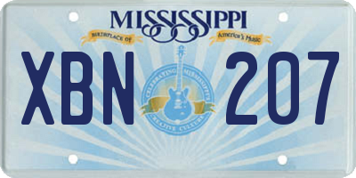 MS license plate XBN207